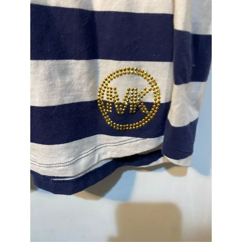 Michael Kors women’s blue and white striped nautical, print dress size medium
